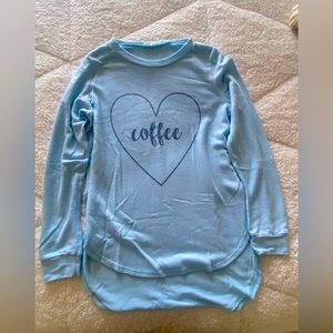 I love coffee sweater in refreshing baby blue